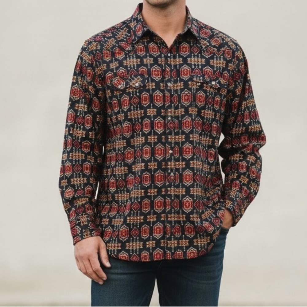 Cody James Men's Black and Red Patterned Shirt